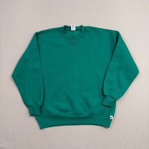 Vintage Russell Athletic Sweatshirt Large Green Crewneck Pullover USA Made 90s